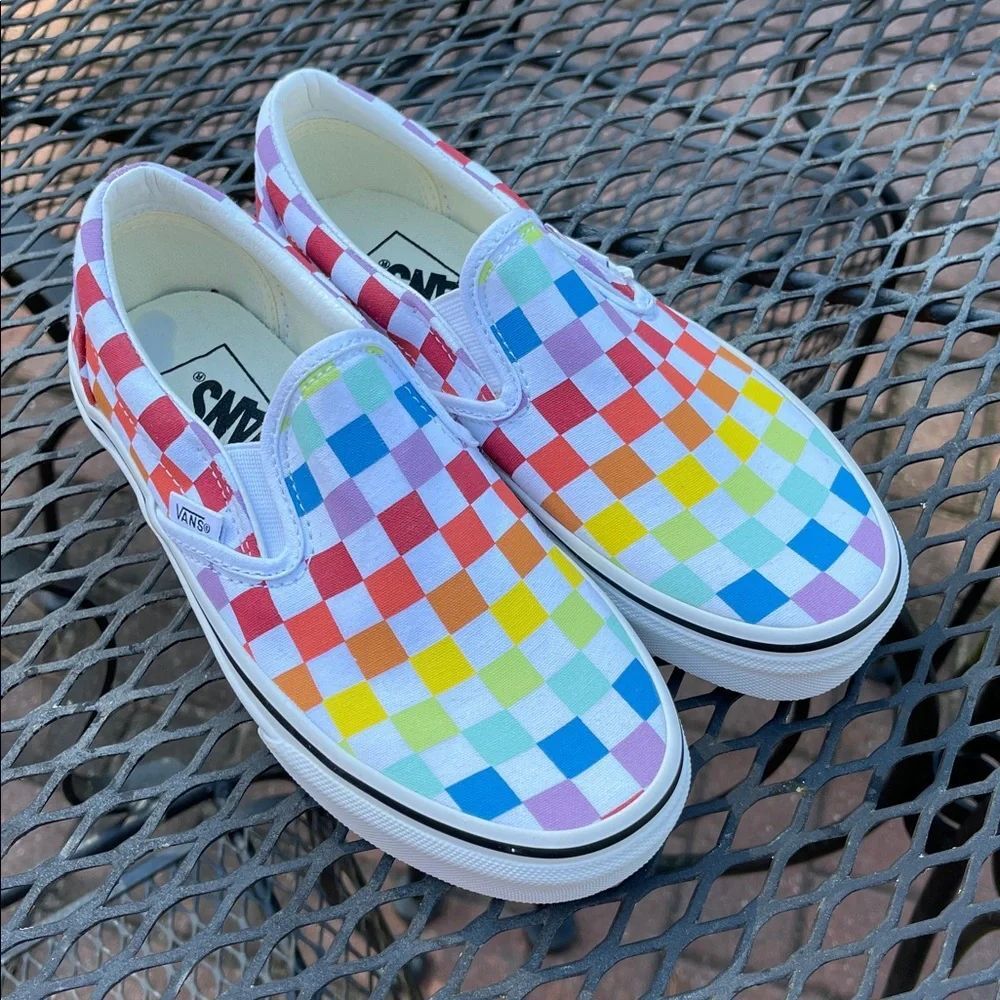 Vans Slip-On Rainbow Checkerboard Colorful Sneakers Unisex Women’s 6.5 Men’s 4 - Picture 16 of 17